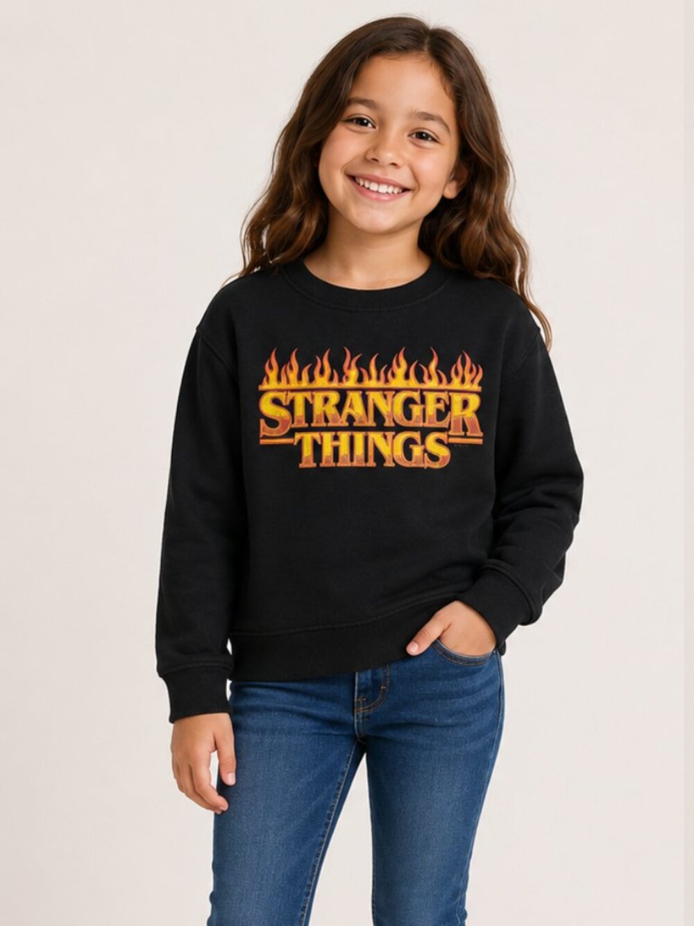 Old Navy Stranger Things Black Graphic Sweatshirt Girls Size S (6-7)